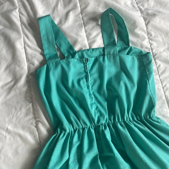Vintage refashioned Aqua sun dress with White details - Picture 3 of 5